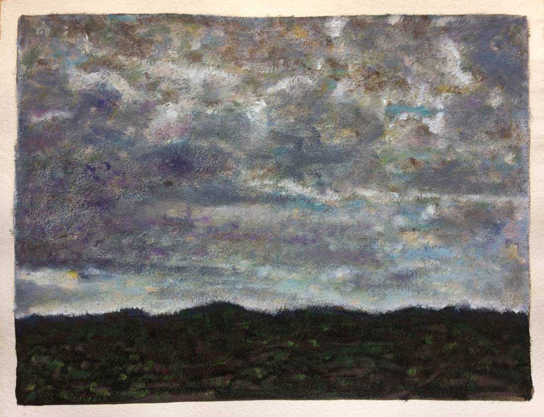 Ciel de Provence, Huile et tempera sur papier — Emmanuel Billon