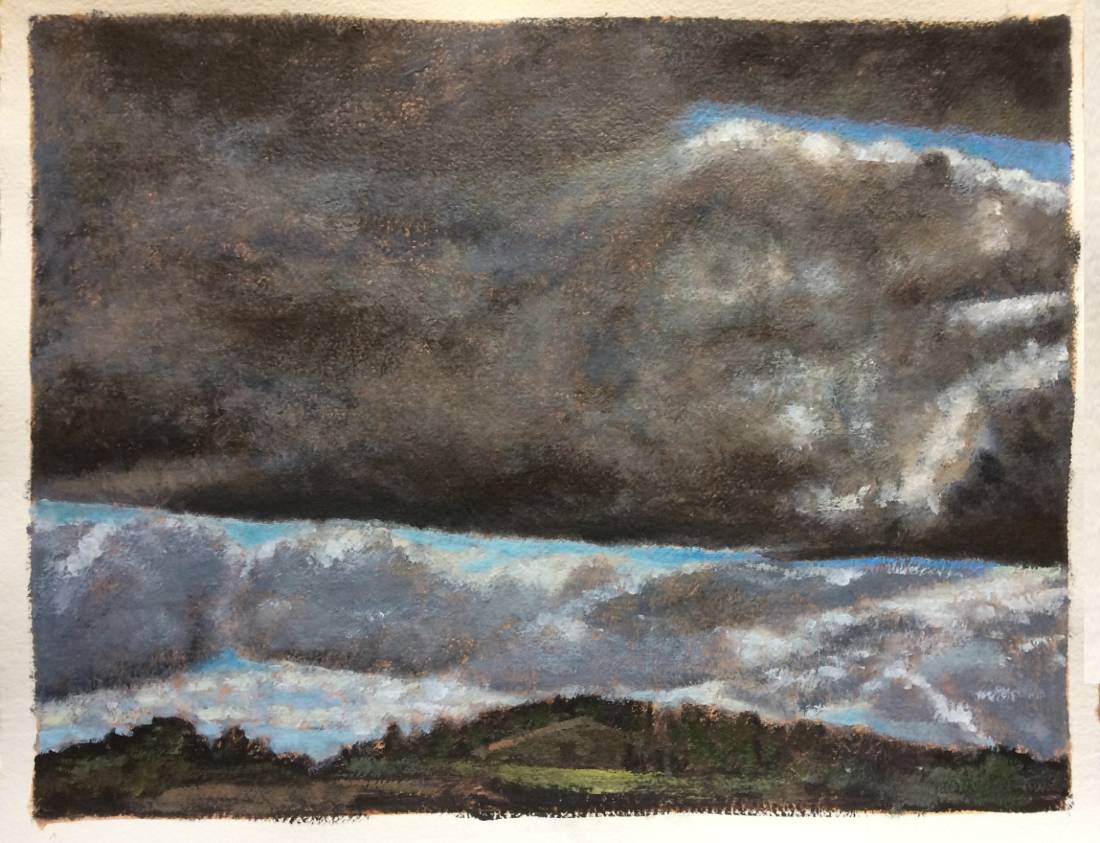 Ciel de Provence, œuvre 2, Huile et tempera sur papier — Emmanuel Billon