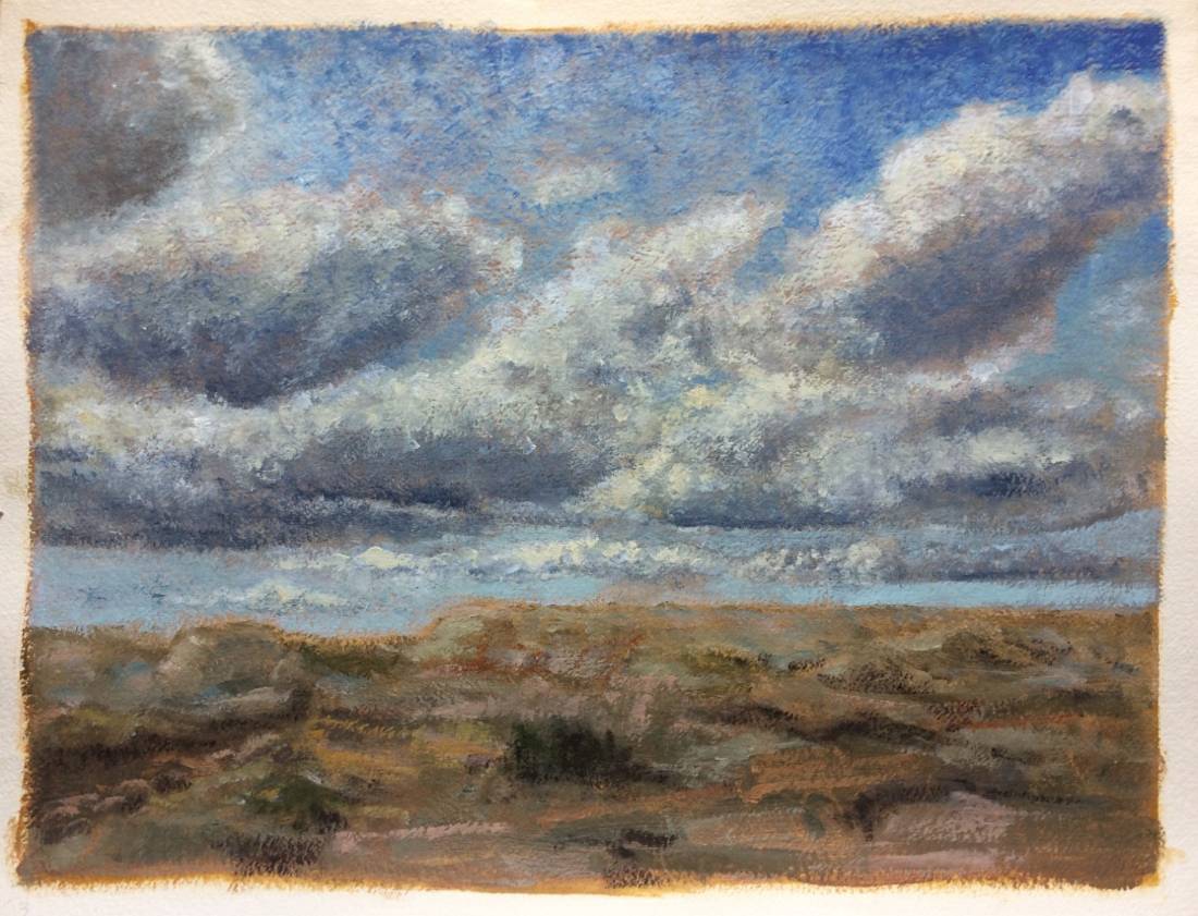 Ciel de Provence, œuvre 3, Huile et tempera sur papier — Emmanuel Billon