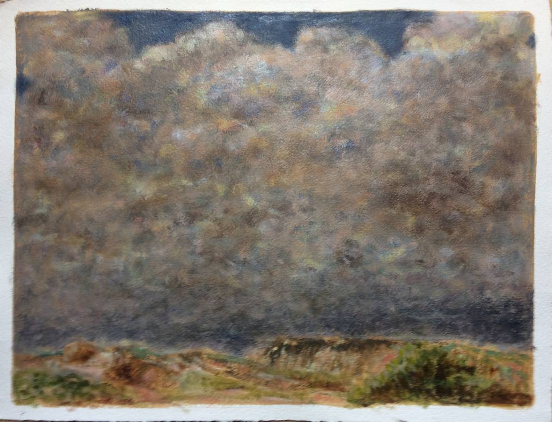 Ciel de Provence, œuvre 7, Huile et tempera sur papier — Emmanuel Billon