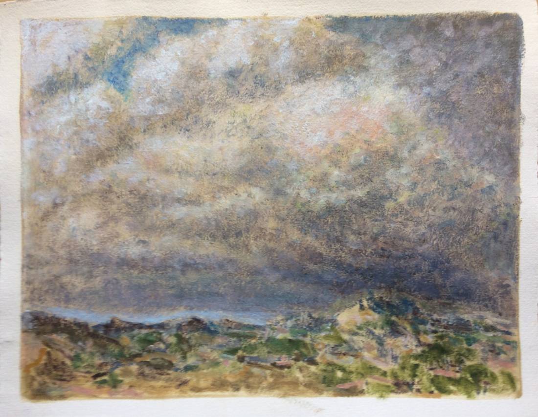 Ciel de Provence, œuvre 10, Huile et tempera sur papier — Emmanuel Billon