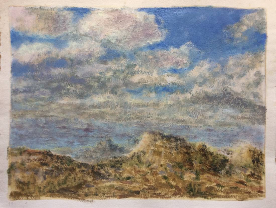 Ciel de Provence, œuvre 11, Huile et tempera sur papier — Emmanuel Billon