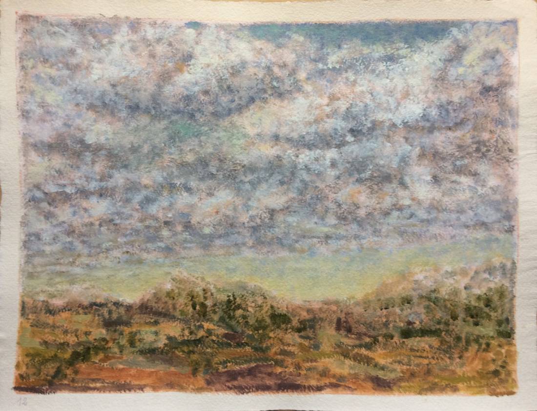 Ciel de Provence, œuvre 12, Huile et tempera sur papier — Emmanuel Billon