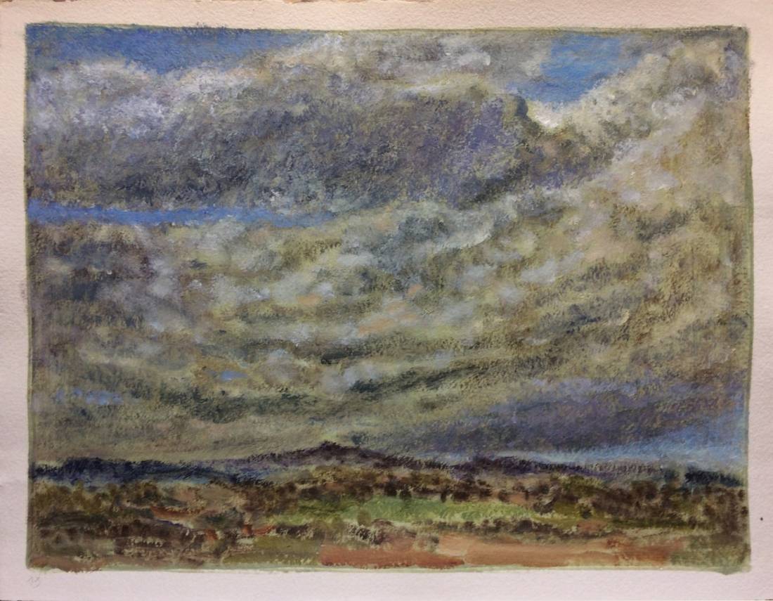 Ciel de Provence, œuvre 13, Huile et tempera sur papier — Emmanuel Billon