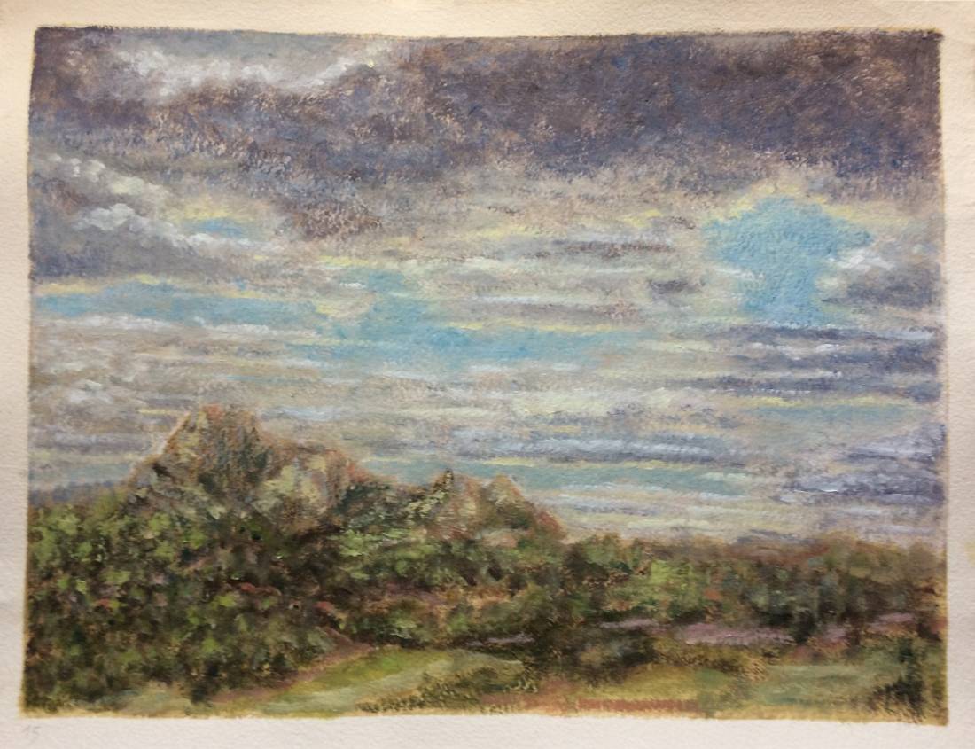 Ciel de Provence, œuvre 15, Huile et tempera sur papier — Emmanuel Billon
