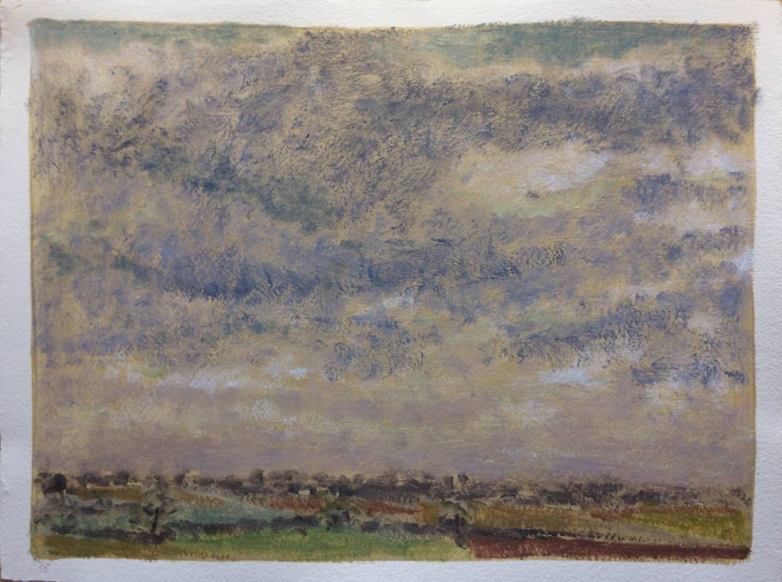 Ciel de Provence, œuvre 16, Huile et tempera sur papier — Emmanuel Billon