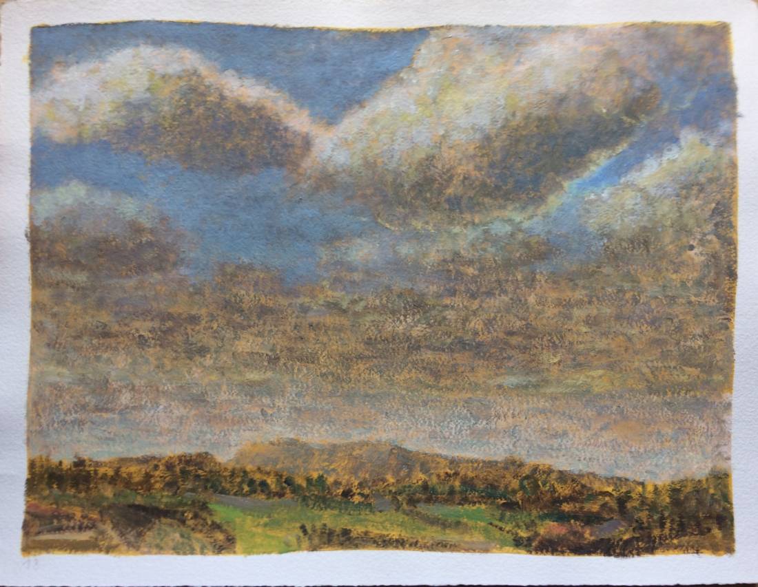 Ciel de Provence, œuvre 18, Huile et tempera sur papier — Emmanuel Billon