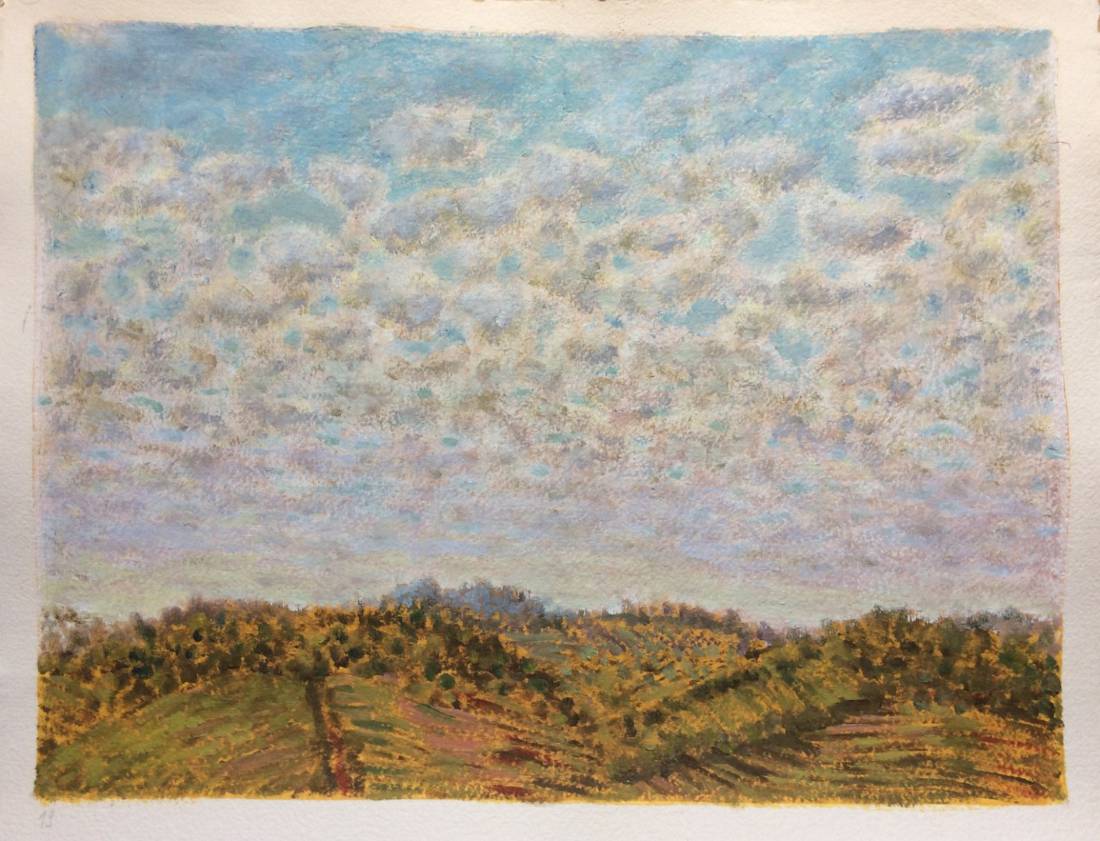 Ciel de Provence, œuvre 19, Huile et tempera sur papier — Emmanuel Billon