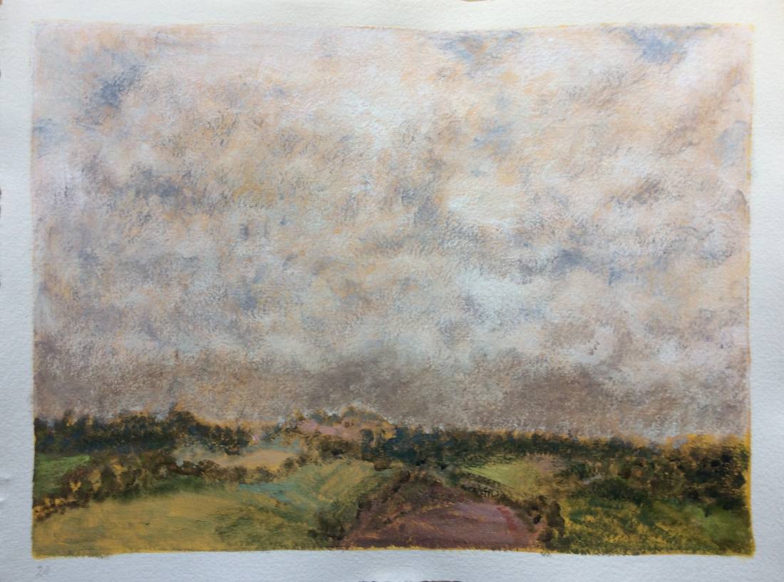 Ciel de Provence, œuvre 20, Huile et tempera sur papier — Emmanuel Billon