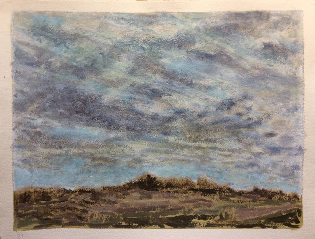 Ciel de Provence, œuvre 21, Huile et tempera sur papier — Emmanuel Billon