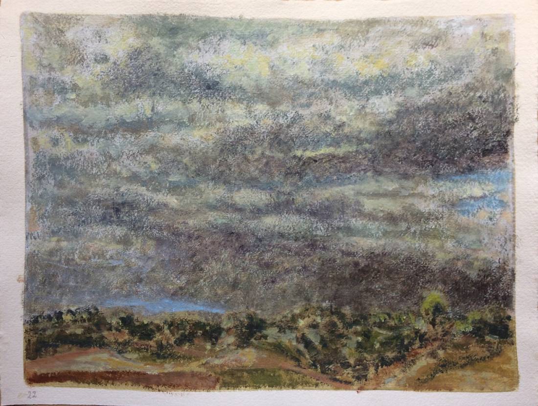 Ciel de Provence, œuvre 22, Huile et tempera sur papier — Emmanuel Billon