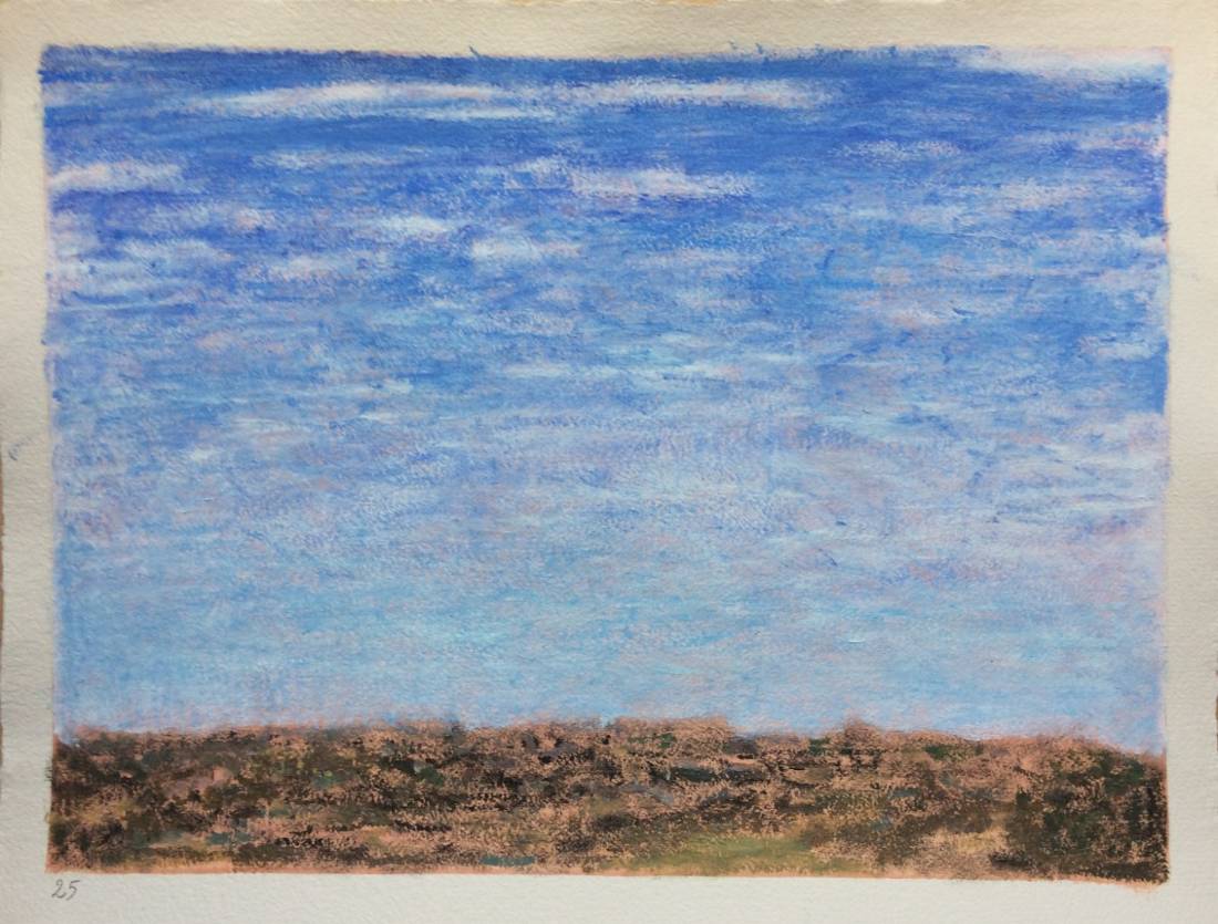 Ciel de Provence, œuvre 25, Huile et tempera sur papier — Emmanuel Billon